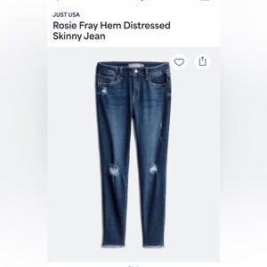 Dark Wash Skinny Jeans with distressing